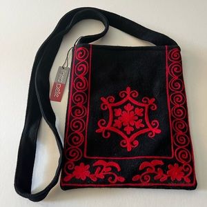 RARE LINEA PELLE EMBROIDERED FELT CROSSBODY HANDBAG NWT